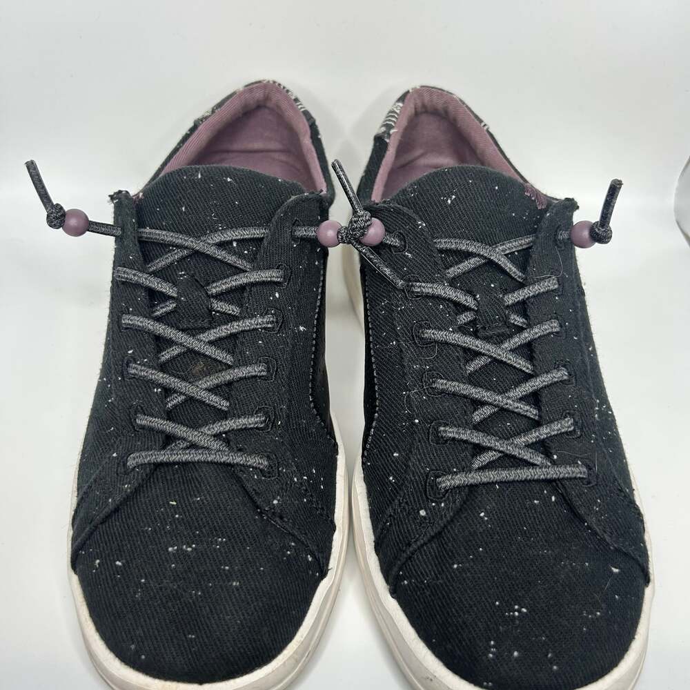 Hey Dude Women's Karina Jet Black Shoes with Snakeskin Heel Womens Size 9